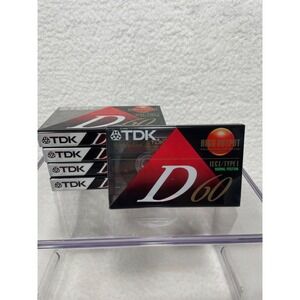 TDK D60 High Output Normal Bias Blank Audio Cassettes 5-Pack - NIP